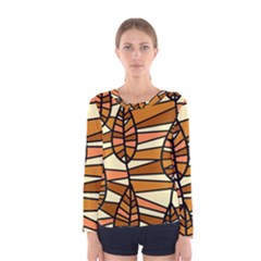 Autumn Leaf Mosaic Seamless Women s Long Sleeve T-shirt