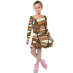 Autumn Leaf Mosaic Seamless Kids  Long Sleeve Velvet Dress