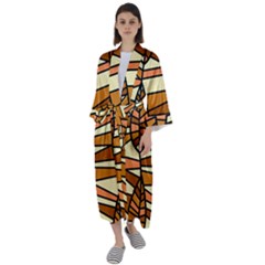 Autumn Leaf Mosaic Seamless Maxi Satin Kimono by Hannah976