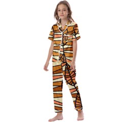 Autumn Leaf Mosaic Seamless Kids  Satin Short Sleeve Pajamas Set by Hannah976