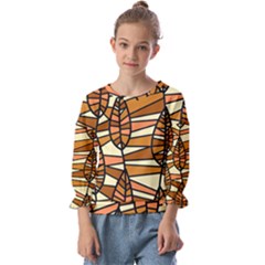 Autumn Leaf Mosaic Seamless Kids  Cuff Sleeve Top