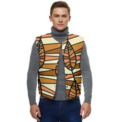 Autumn Leaf Mosaic Seamless Men s Button Up Puffer Vest	