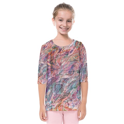 Abstract Summer Flow Kids  Quarter Sleeve Raglan T-shirt by kaleidomarblingart