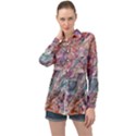 Abstract Summer Flow Long Sleeve Satin Shirt View1