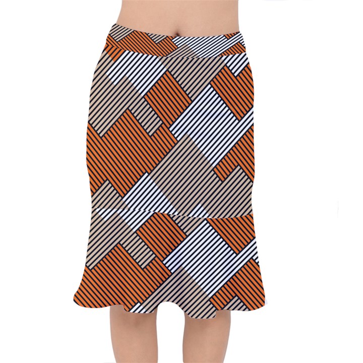 Abstract Pattern Line Art Design Decoration Short Mermaid Skirt