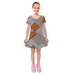 Abstract Pattern Line Art Design Decoration Kids  Short Sleeve Velvet Dress