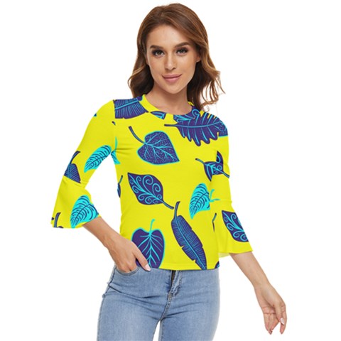 Sheets Pattern Picture Detail Bell Sleeve Top by Ravend