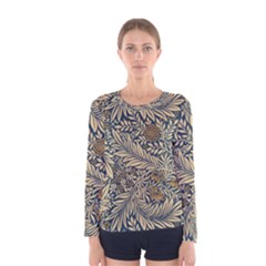 Brown Vintage Background Vintage Floral Pattern Women s Long Sleeve T-shirt