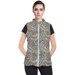 Brown Vintage Background Vintage Floral Pattern Women s Puffer Vest