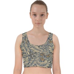 Brown Vintage Background Vintage Floral Pattern Velvet Racer Back Crop Top by Ndabl3x