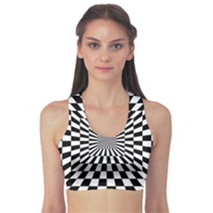 Optical-illusion-chessboard-tunnel Fitness Sports Bra by Bedest