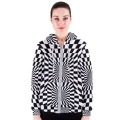 Optical-illusion-chessboard-tunnel Women s Zipper Hoodie