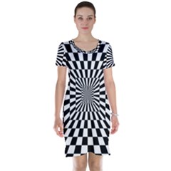 Optical-illusion-chessboard-tunnel Short Sleeve Nightdress by Bedest