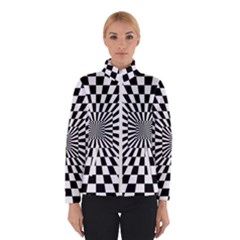 Optical-illusion-chessboard-tunnel Women s Bomber Jacket