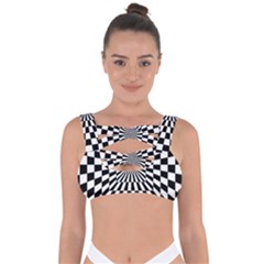 Optical-illusion-chessboard-tunnel Bandaged Up Bikini Top by Bedest