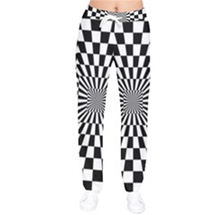 Optical-illusion-chessboard-tunnel Women Velvet Drawstring Pants by Bedest