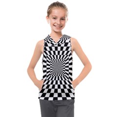 Optical-illusion-chessboard-tunnel Kids  Sleeveless Hoodie by Bedest