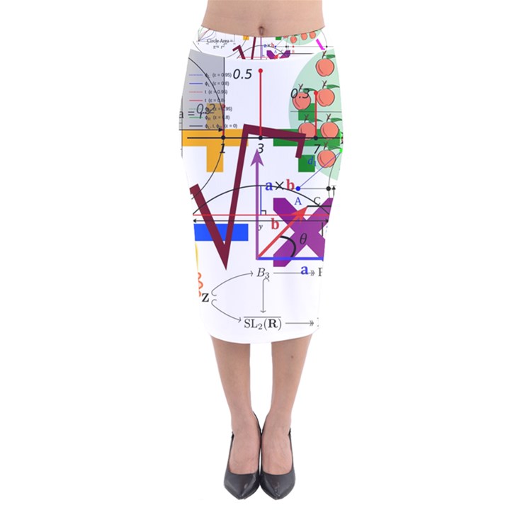 Mathematics Formula Physics School Velvet Midi Pencil Skirt