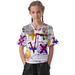 Mathematics Formula Physics School Kids  V-neck Horn Sleeve Blouse by Bedest