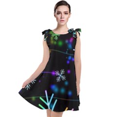 Snowflakes Snow Winter Christmas Tie Up Tunic Dress by Bedest