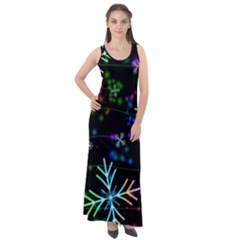 Snowflakes Snow Winter Christmas Sleeveless Velour Maxi Dress by Bedest