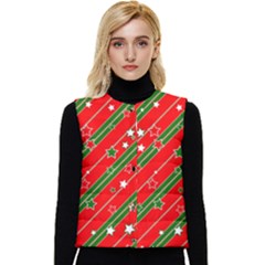 Christmas-paper-star-texture     - Women s Button Up Puffer Vest