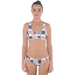 Mint Black Coral Heart Paisley Cross Back Hipster Bikini Set