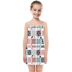 Mint Black Coral Heart Paisley Kids  Summer Sun Dress by Bedest