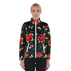 Background Vintage Japanese Design Women s Bomber Jacket