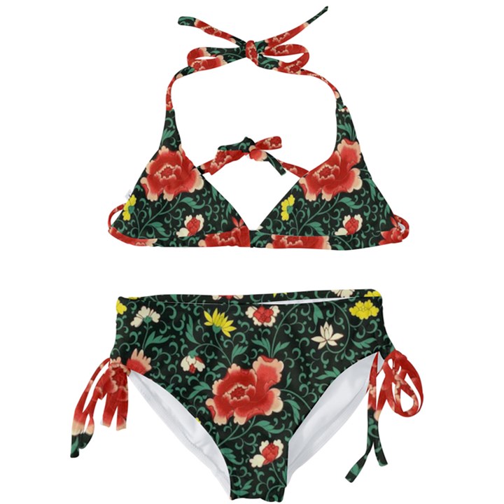 Background Vintage Japanese Design Kids  Classic Bikini Set