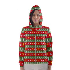 Christmas-papers-red-and-green Women s Hooded Windbreaker