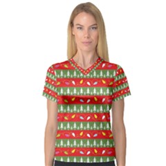 Christmas-papers-red-and-green V-neck Sport Mesh T-shirt