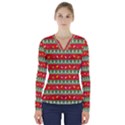 Christmas-papers-red-and-green V-Neck Long Sleeve Top View1