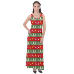 Christmas-papers-red-and-green Sleeveless Velour Maxi Dress by Bedest