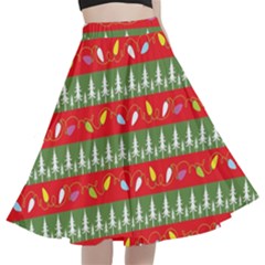 Christmas-papers-red-and-green A-line Full Circle Midi Skirt With Pocket by Bedest