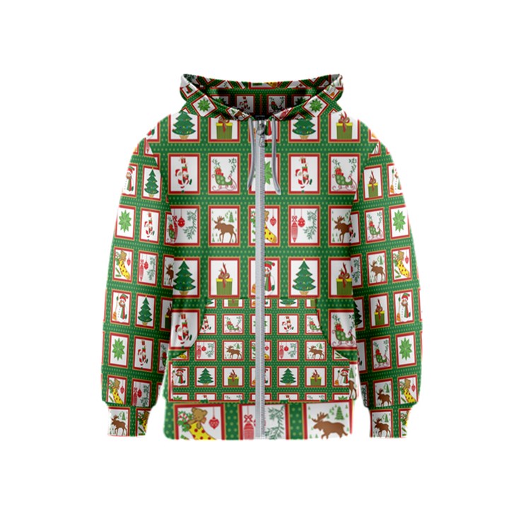 Christmas Paper Christmas Pattern Kids  Zipper Hoodie