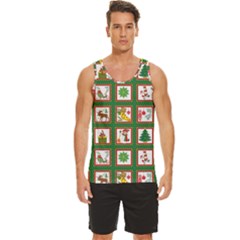 Christmas Paper Christmas Pattern Men s Wide Collar Tank Top