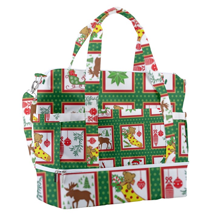 Christmas Paper Christmas Pattern Sports Shoulder Bag with Shoes Compartment