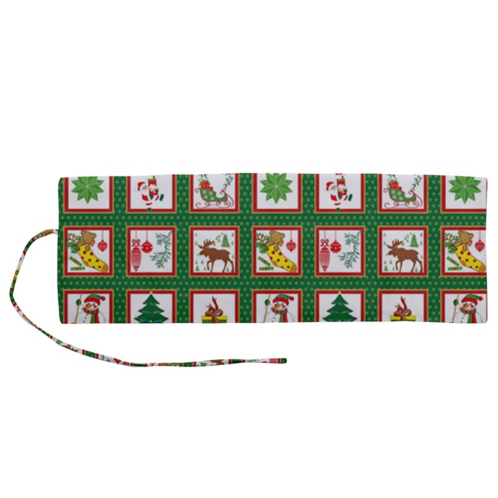 Christmas Paper Christmas Pattern Roll Up Canvas Pencil Holder (M)