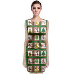 Christmas Paper Christmas Pattern Sleeveless Velvet Midi Dress