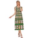 Christmas Paper Christmas Pattern V-Neck Drawstring Shoulder Sleeveless Maxi Dress View3