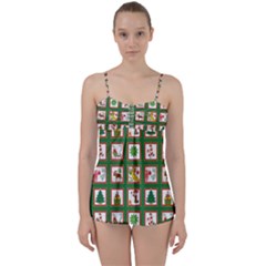 Christmas Paper Christmas Pattern Babydoll Tankini Set