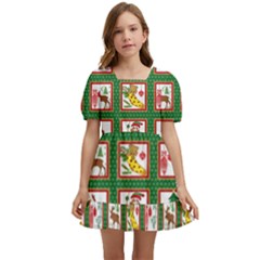 Christmas Paper Christmas Pattern Kids  Short Sleeve Dolly Dress by Bedest