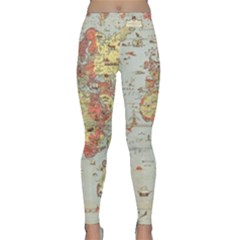 Vintage Old Antique World Map Classic Yoga Leggings by Bedest