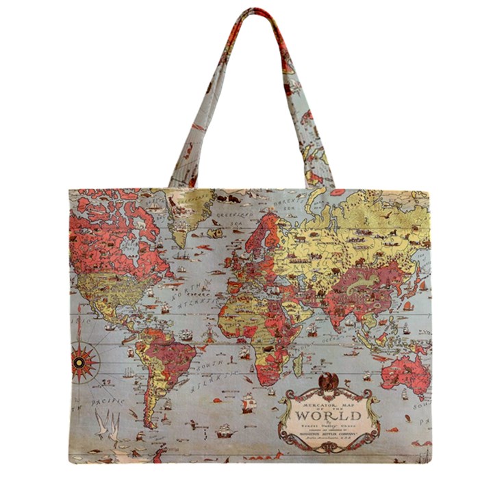 Vintage Old Antique World Map Zipper Mini Tote Bag