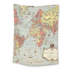 Vintage Old Antique World Map Medium Tapestry