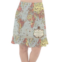 Vintage Old Antique World Map Fishtail Chiffon Skirt by Bedest