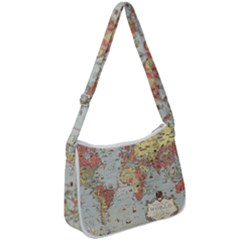 Vintage Old Antique World Map Zip Up Shoulder Bag by Bedest