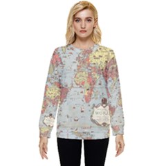 Vintage Old Antique World Map Hidden Pocket Sweatshirt