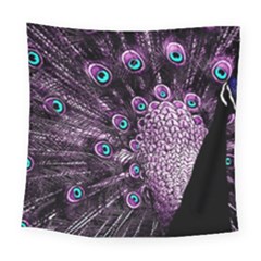 Purple Peacock Square Tapestry (large)